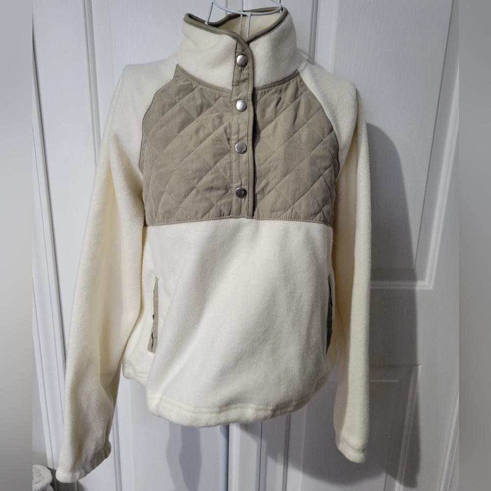 Kyoden Cream and Tan Quilted fleece Pullover G/L